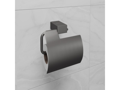 Держатель для туалетной бумаги Lemark SMOOTH LINE с крышкой, графит (9726012)