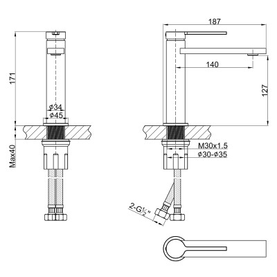 Смеситель Lemark Valday для раковины (LMF-8112B-BRG)