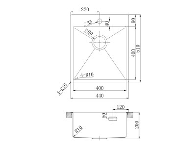 Кухонная мойка Lemark JANGA 440 прямоугольная из нержавеющей стали цвет: графит (9936103)