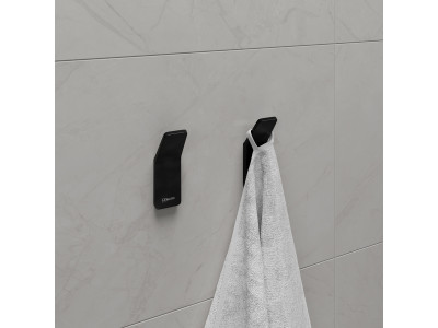 Крючок одинарный Lemark SMOOTH LINE для полотенец и халатов, чёрный матовый (9712002)
