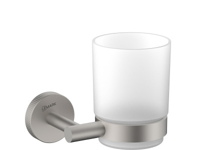 Стакан для ванной Lemark BELUGA подвесной, сталь, стекло, брашированный никель (LMA-8035S-BN)