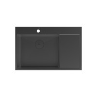 Кухонная мойка Lemark KEZADRA 780L прямоугольная с крылом из нержавеющей стали (чаша СЛЕВА) цвет: чёрный матовый (9932152)