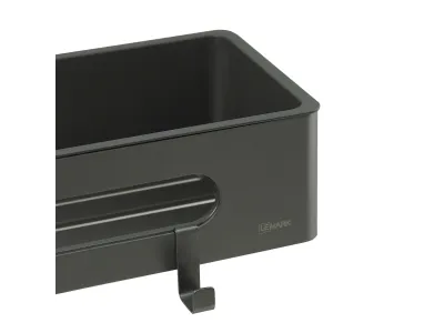 Полка для душа прямая Lemark SHELF LINE из нерж. стали с крючками, графит/вставка-пластик графит (9776045)