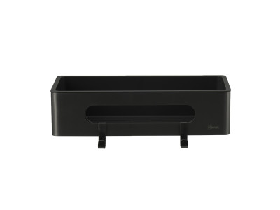 Полка для душа прямая Lemark SHELF LINE из нерж. стали с крючками, черный/ вставка-пластик черный (9772044)