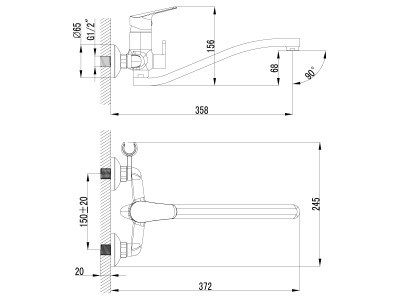 Смеситель для ванны Lemark Partner (LM6553C)