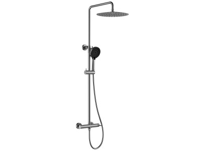 Смеситель Lemark Beluga для душа с регулируемой высотой штанги и лейкой верхнего душа «Тропический дождь» (LMF-8025B-GM)