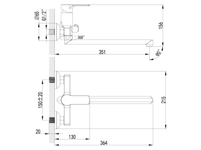 Смеситель для ванны Lemark Plus Grace (LM1551C)