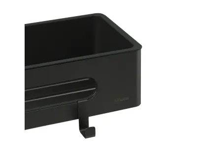 Полка для душа прямая Lemark SHELF LINE из нерж. стали с крючками, черный/ вставка-пластик черный (9772044)