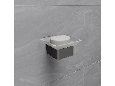 Мыльница Lemark SMOOTH LINE с держателем, графит (9746018)