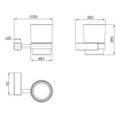 Стакан для ванной Lemark VALDAY подвесной, сталь, стекло, матовый черный (LMA-8135S-BL)