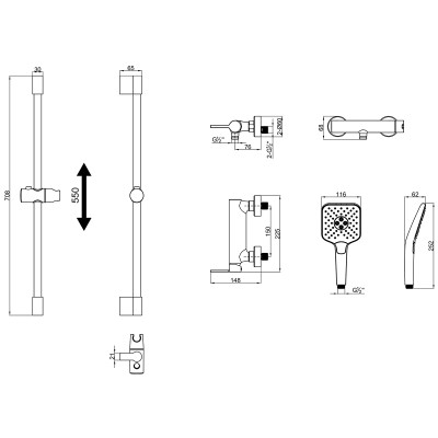 Смеситель Lemark Valday для душа (LMF-8124B-BL)