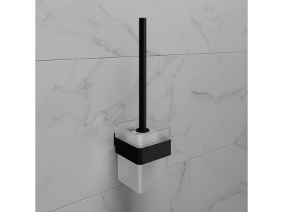 Ёршик для унитаза Lemark SMOOTH LINE с держателем, чёрный матовый (9762020)