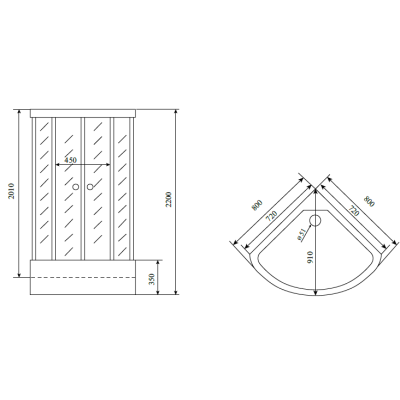 Душевая кабина Timo Comfort Fabric Glass 80*80*220  (T-8880F)