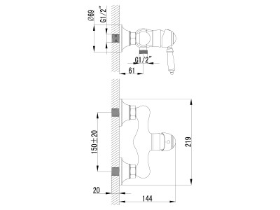 Смеситель для душа Lemark Villa (LM4803B)