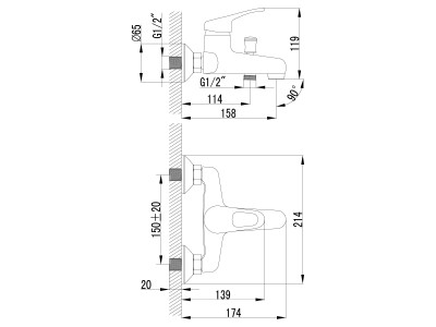 Смеситель для ванны Lemark Omega (LM3102C)