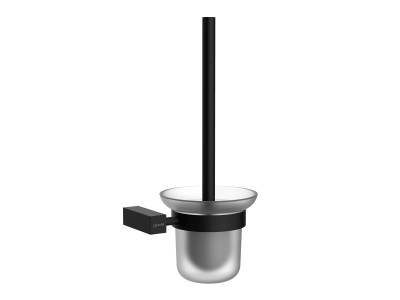 Ёршик для унитаза Lemark VALDAY подвесной, сталь, стекло, матовый черный (LMA-8121S-BL)