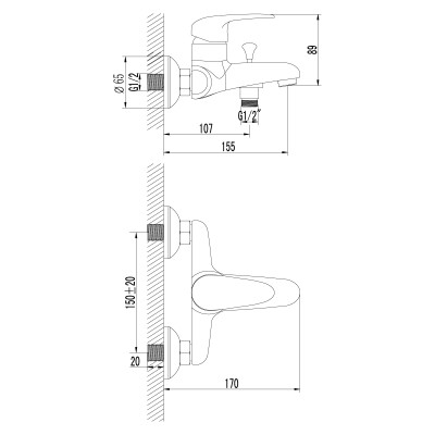 Смеситель для ванны Lemark Pramen (LM3302C)