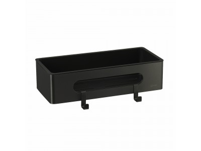 Полка для душа прямая Lemark SHELF LINE из нерж. стали с крючками, черный/ вставка-пластик черный (9772044)