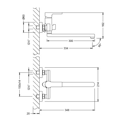 Смеситель универсальный Lemark Aura (LM0651CH)