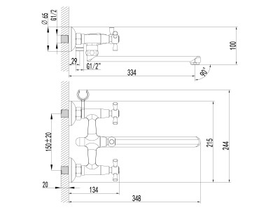 Смеситель для ванны Lemark Contour (LM7451C)