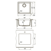 Кухонная мойка Lemark SINARA 440-U подстольного монтажа из кварцгранита цвет: Антрацит  (9910067)