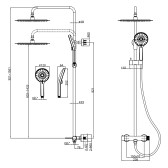 Смеситель Lemark Beluga для душа с регулируемой высотой штанги и лейкой верхнего душа «Тропический дождь» (LMF-8025B-BN)