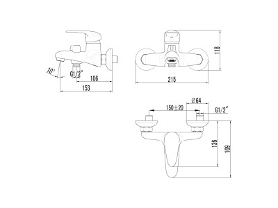 Смеситель для ванны и душа Lemark Pramen (LM3314C)