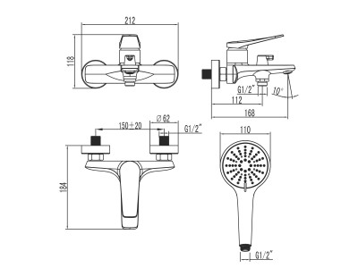 Смеситель Lemark Bronx для ванны с монолитным изливом (LM3714MW)