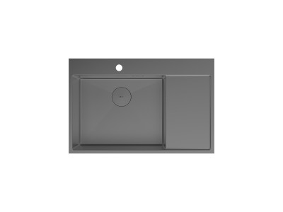 Кухонная мойка Lemark KEZADRA 780L прямоугольная с крылом из нержавеющей стали (чаша СЛЕВА) цвет: графит (9936151)