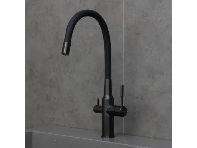 Смеситель Lemark Expert для кухни c гибким изливом, с подключением к фильтру с питьевой водой (LM5083BL-Black)