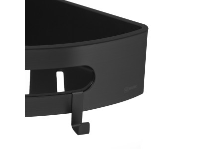 Полка для душа угловая Lemark SHELF LINE из нерж. стали с крючками, черный/ вставка-пластик черный (9772047)