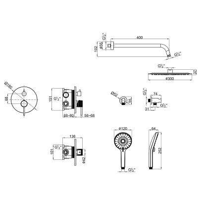 Смеситель Lemark Beluga для душа, встраиваемый (LMF-8055B-GM)
