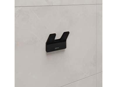 Крючок двойной Lemark SMOOTH LINE для полотенец и халатов, чёрный матовый (9712005)