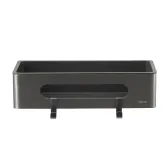 Полка для душа прямая Lemark SHELF LINE из нерж. стали с крючками, графит/вставка-пластик графит (9776045)