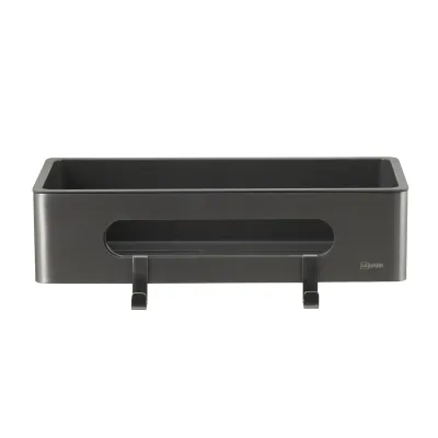 Полка для душа прямая Lemark SHELF LINE из нерж. стали с крючками, графит/вставка-пластик графит (9776045)