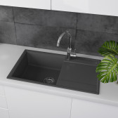 Кухонная мойка Lemark IMANDRA 840 врезная прямоугольная с крылом из кварцгранита цвет: Бежевый (9910032)