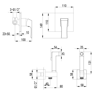 Смеситель гигиенический душ Lemark Unit (LM4519C)