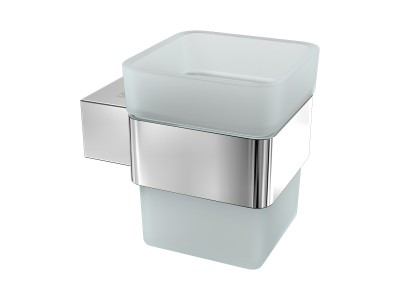 Стакан для зубных щёток Lemark SMOOTH LINE с держателем, хром (9731013)