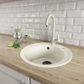 Кухонная мойка Lemark SULA 500 врезная круглая из кварцгранита цвет: Серый шёлк (9910005)