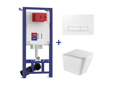Комплект 3в1: Инсталляция Lemark PENEDA с кнопкой смыва BIT белый глянец + унитаз подвесной FLOREX Торнадо (100804418)