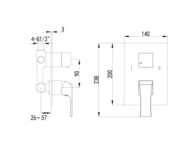 Смеситель для ванны с душем Lemark Unit (LM4527C)