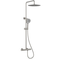 Смеситель Lemark Beluga для душа с регулируемой высотой штанги и лейкой верхнего душа «Тропический дождь», термостатический (LMF-8045B-BN)