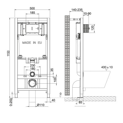 Комплект 3в1: Инсталляция Lemark PENEDA с кнопкой смыва BIT белый глянец + унитаз подвесной FLOREX Торнадо (100804418)