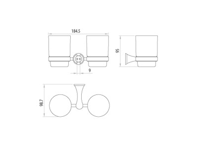 Стакан 2шт. керамические с настенным держателем Lemark Standard (LM2142C)