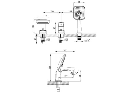 Смеситель на борт ванны Lemark Unit (LM4545C)