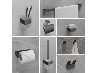 Мыльница Lemark SMOOTH LINE с держателем, графит (9746018)