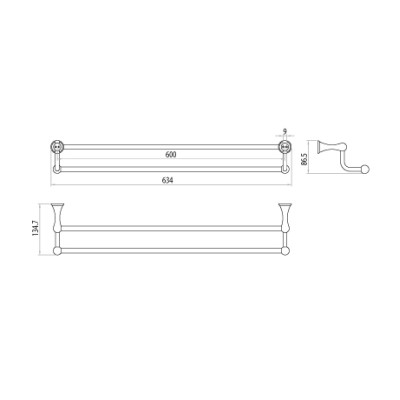 Штанга для полотенец двойная Lemark Standard (LM2139C)