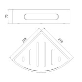 Полка для душа угловая Lemark SHELF LINE из нерж. стали с крючками, черный/ вставка-пластик черный (9772047)