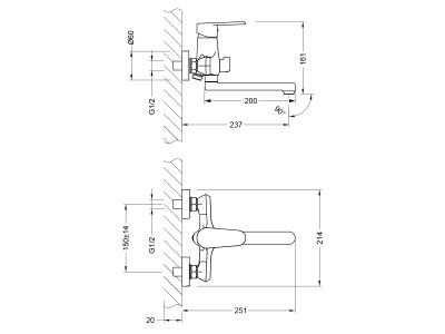 Смеситель для ванны Lemark Point (LM0317C)