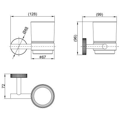 Стакан для ванной Lemark BELUGA подвесной, сталь, стекло, брашированный никель (LMA-8035S-BN)